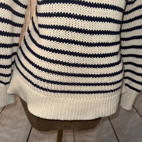 Jean Pierre Klifa Beige & Navy Sweater, Nautical, Natural, Women’s L Crochet - Picture 5 of 9
